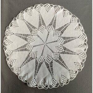 Vintage Round Crochet Lace Doily White 12 Inches Diameter Handmade Home Decor